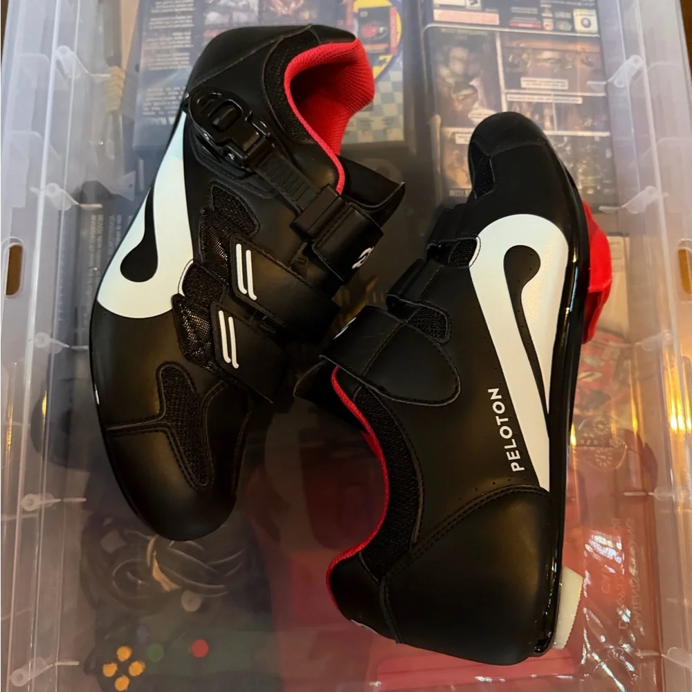 Peloton Black Shoes with White and Red Highlights NWOT